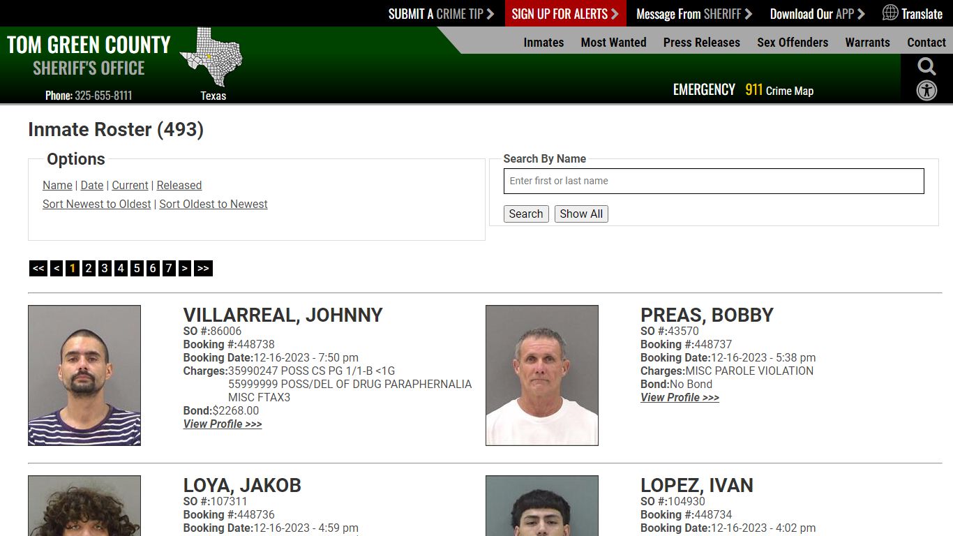 Inmate Roster (500) - Tom Green County Sheriff
